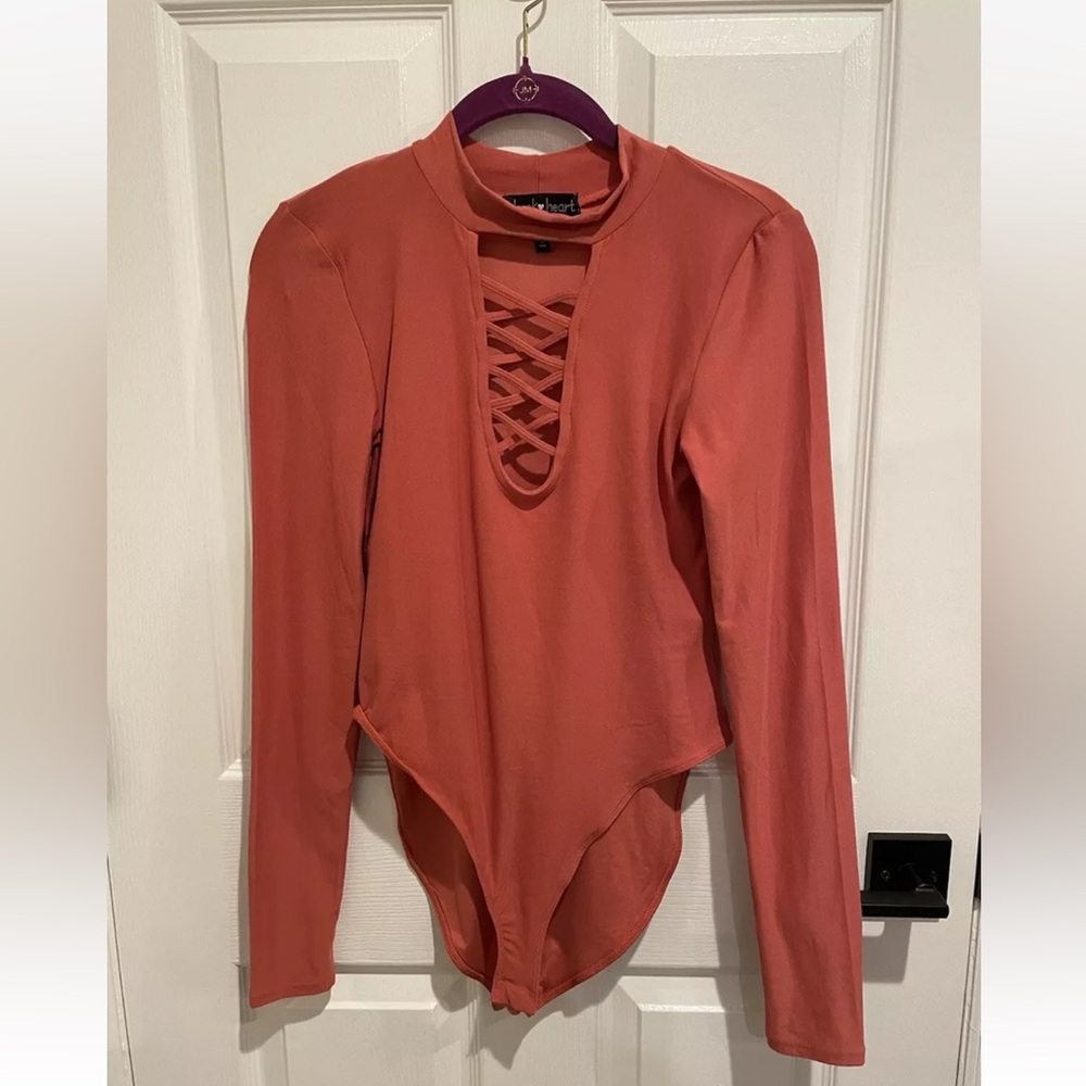 Women’s Bodysuit Derek Heart Lattice Open Neckline Size: Small
